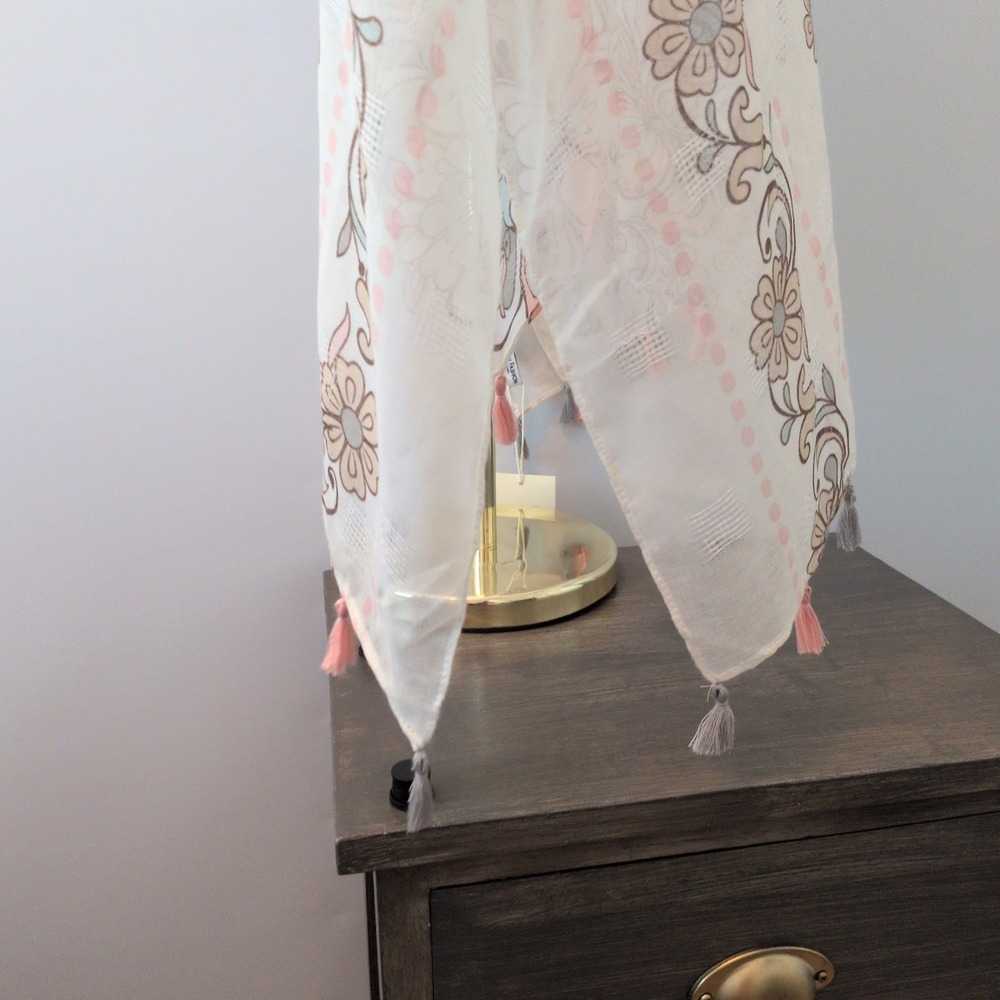 NWT Riah Fashion Kimono Women One Size Cream Pink Floral Butterfly Tassel Boho - Picture 5 of 13